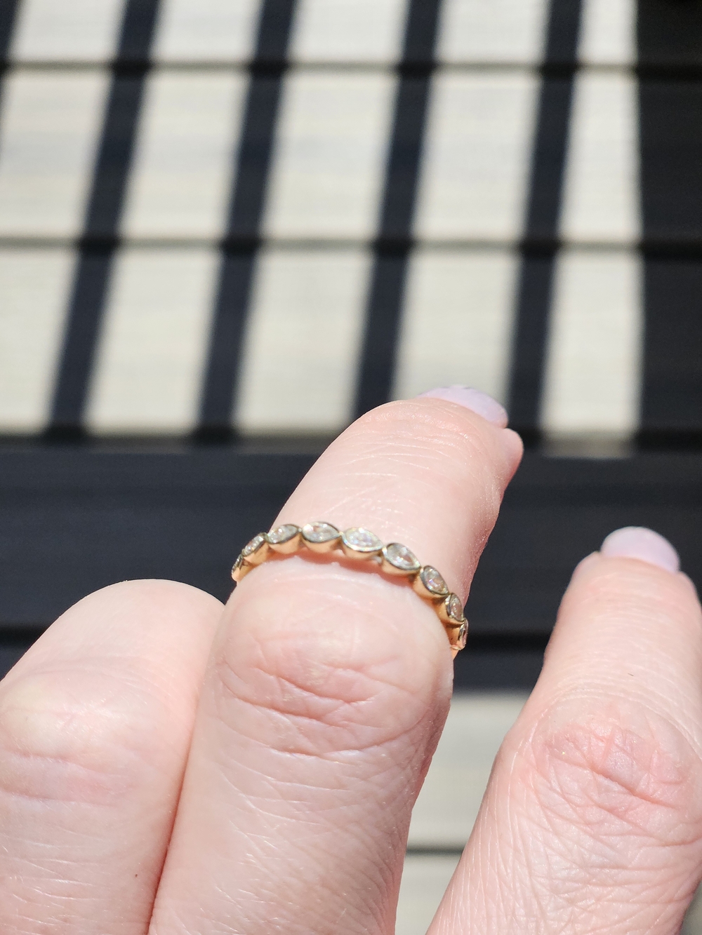Yellow Gold (14K) Pear Cut Natural Diamond Wedding Band - Picture 7 of 13